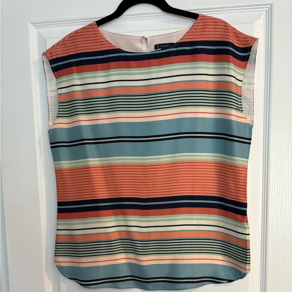 Orange and Blue Sleeveless Boxy Blouse